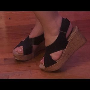 black and tan platform wedge heels